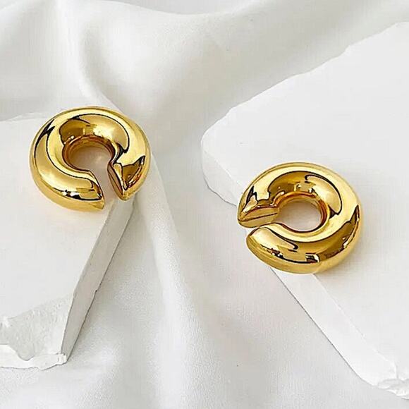 Stainless Steel Chunky Ear Cuff Gold Hip Hop Exaggerated Unisex - Picture 4 of 5